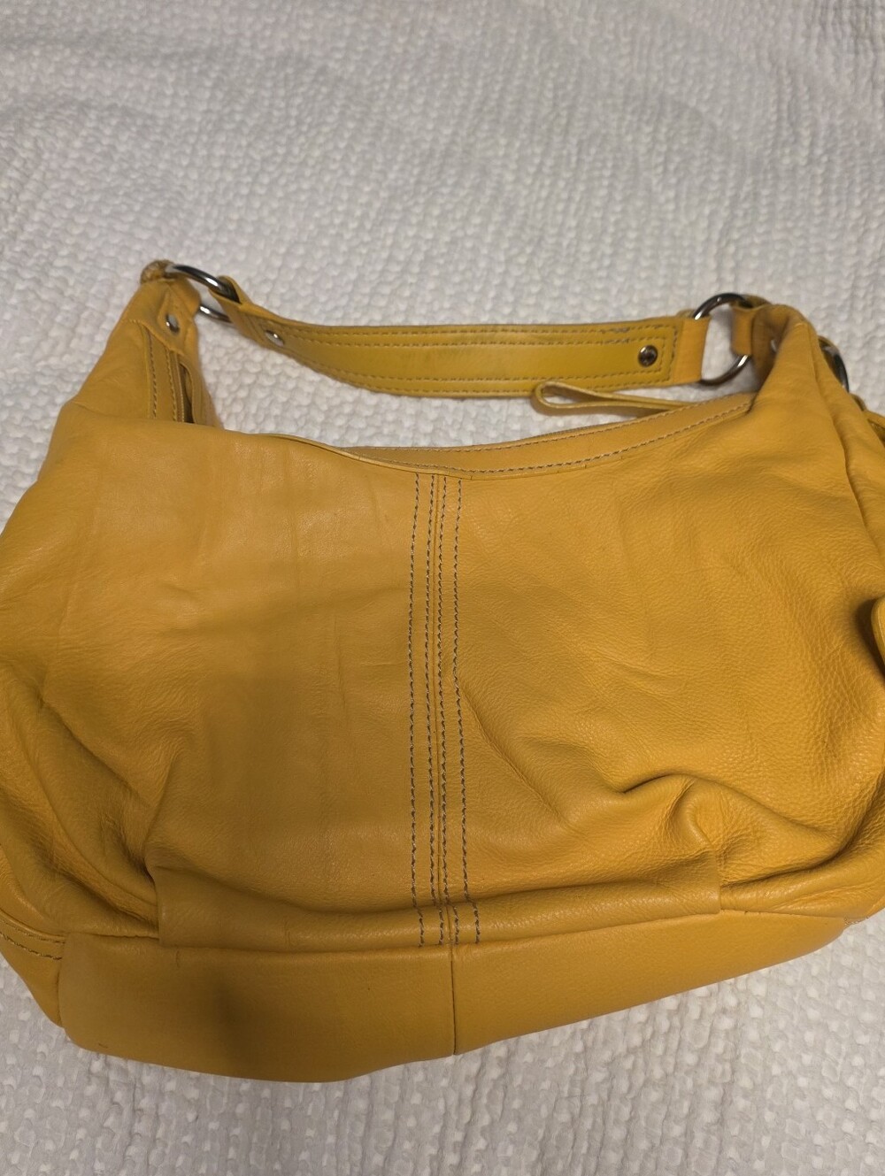 Franco Sarto Retro Yellow Leather Shoulder Bag Summer - Picture 4 of 10